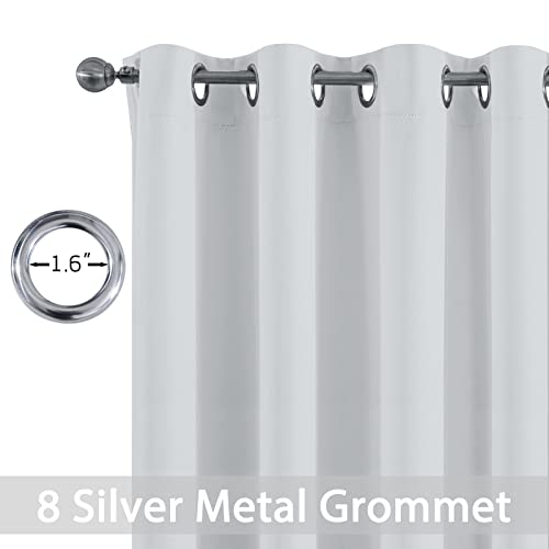 Yakamok Room Darkening Thermal Insulated Grommet Small Curtain Bonus 2 Tie Backs Included,Set of 2,Greyish White,52" Wide x 63" Long