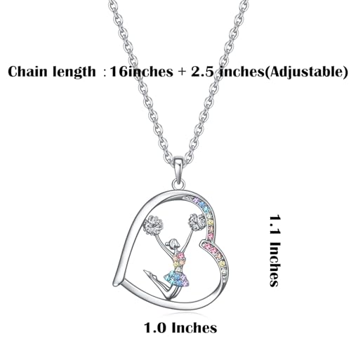 Cheerleader Gifts for Girls,Rainbow Cheerleader Necklace Cheerleading Girl Jewelry Pendant,Sport Cheer Accessories Birthday Gifts for Girls Daughter3