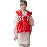 [キャサリンコテージ]七五三 3歳女の子 着物 花刺繍チュールレース着物ワンピース＆ 被布セット 和装 CC0746 90ｃｍ 薄ピンク着物×紅葉色被布[PNK3] TAK