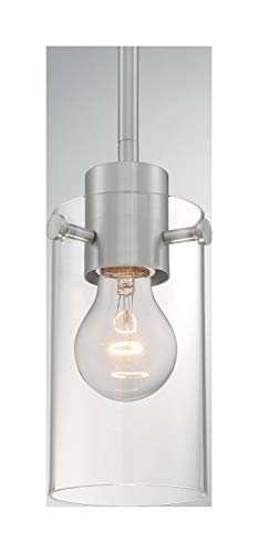Image of Nuvo 60 /7170 Sommerset 1-Light Mini Pendant Fixture with Clear Glass, Brushed Nickel Finish
