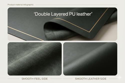 Image of Dribble Premium PU Leather Placemats Set of 4, Double Layer Waterproof Heat Resistant, Non-Slip Easy Clean Dining Table Mats for Kitchen, Dining & Office Desk, Reversible & Smooth Finish- (Grey)