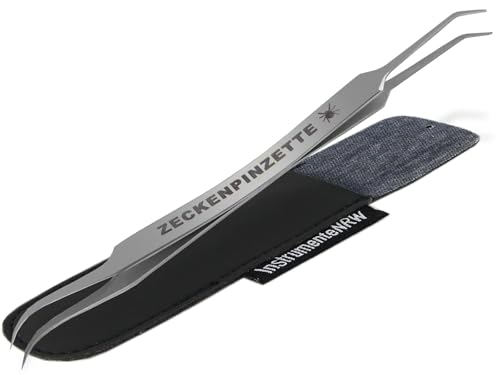 InstrumenteNrw 2 in 1 Profi Zeckenentferner für Hunde Katzen- Zeckenzange und Zeckenpinzette aus Edelstahl - Zuverlässige und einfache Anwendung - Inkl. Schutzetui für unterwegs