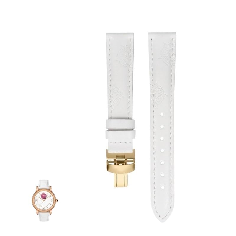 Lady Heart Collection Printed Leather Watch Straps For Tissot 1853 T050 T050207A Watch Chain For Couturier Prestige Women's Watchband(Whiteg,16mm)