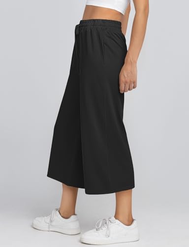 Tarse TARSE32-2154 Women'S Summer High Waisted Capri Pants Plus Size Casual Sport Activewear Capris Sweatpants Loose Fit （Black,4Xl） thumb #1