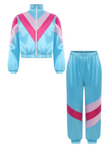 Child Boys Girls S Style Tracksuit Zip Up Jacket With Matching Joggers For Dance