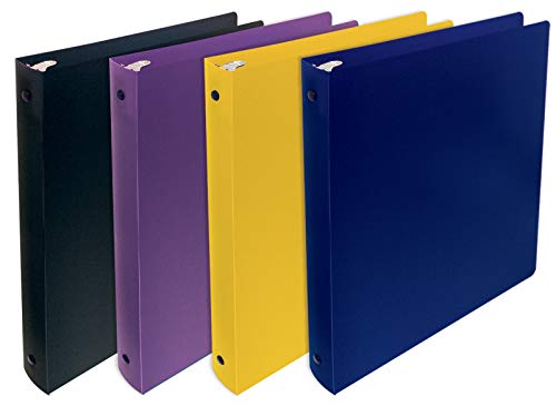Better Office Products, 3 Ring Poly Binder With Pocket, 1 Inch, Letter Size, 4 Pack-Assorted Colors #TOP1