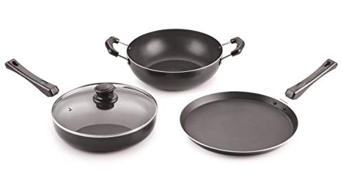Image of NIRLON 4 Pieces Induction Cookware Set Heat-Resistant Handle, Heavy Guage Aluminum 3-Layer Nonstick Coatings Cookware(Compatible with All Induction, Gas & stovetops Only)