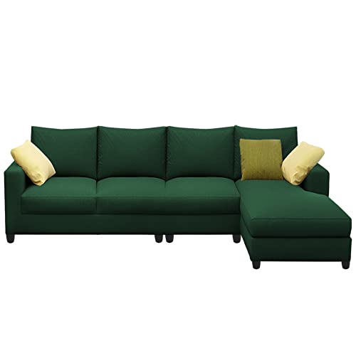 Image of Jian RHS 6 Seater L Shape Sofa Set Living Room (Green Fabric)