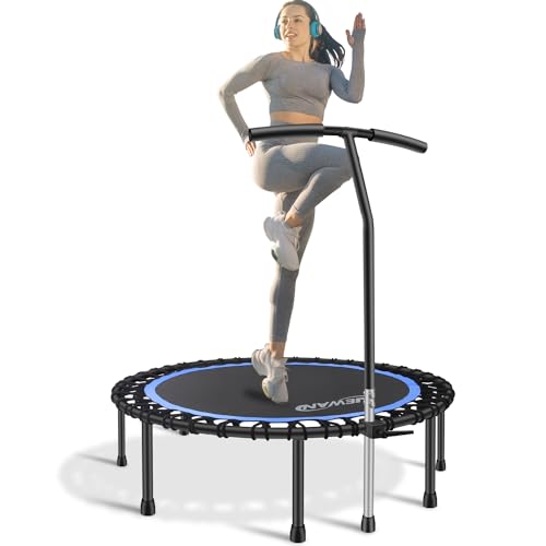 Image of Newan 40 inch-48 inch Silent Mini Trampoline Fitness Trampoline Bungee Rebounder Jumping Cardio Trainer Workout for Adults-Max Limit 330lbs