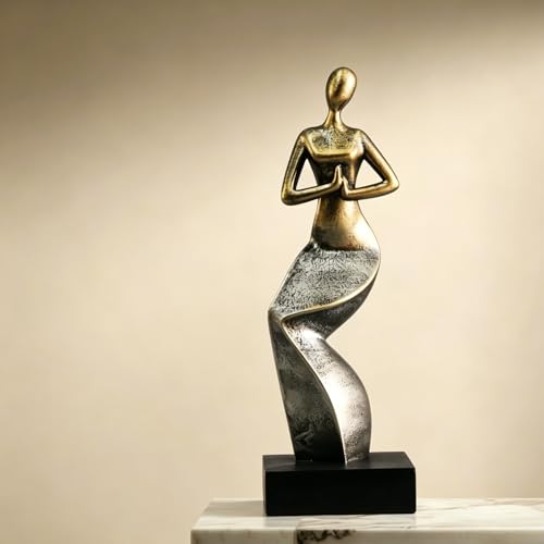Estatua decorativa mujer en oración azul 27 cm de alto miniatura 3