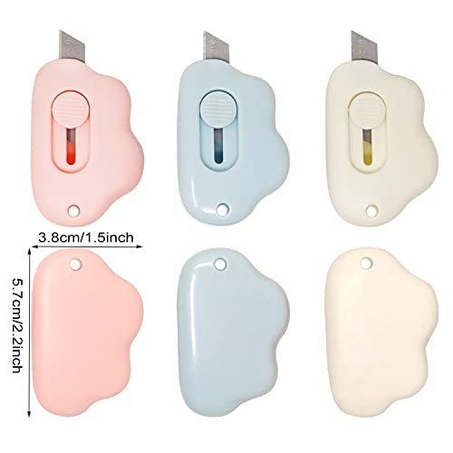 Honbay 6Pcs Creative Cute Cloud Mini Utility Knives Portable Art Knife Retractable Envelope Knife Letter Opener Carton Opener Box Cutter With Hanging Hole #TOP1