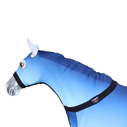 Image of X-Large Challenger Horse Comfort Stretch Sleazy Full Body Sheet with Neck - 4-Way Stretch Spandex Hood, Seamless Face Design - Blue Ombre 521MW14