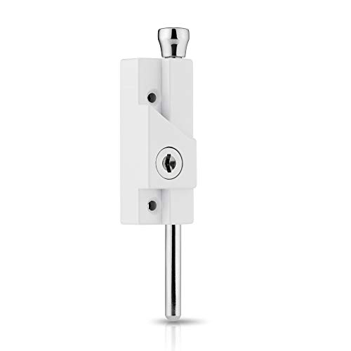 XFORT® Cerrojo de puerta multiuso blanco, cerradura de puerta de seguridad, cerradura universal con llave para uso interno y externo como garaje, puerta y cobertizo suministrado con 2 llaves.