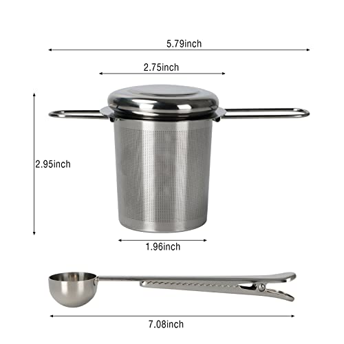 Hoxha Tea Strainer, Loose Leaf Tea Steeper, Fine Mesh Tea Infuser With Tea Scoop, Foldable Handle Tea Filters With Lid For Teapots Mugs Cups #TOP1
