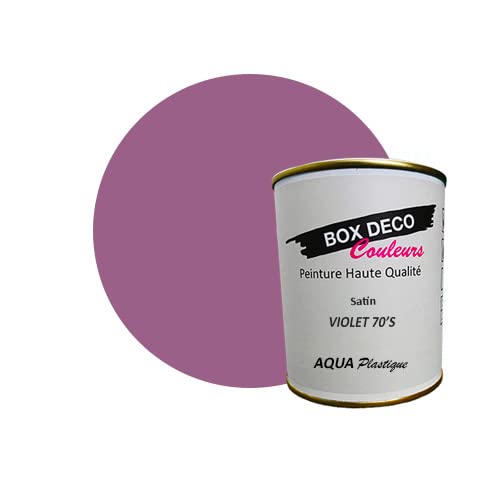 BOX DECO COULEURS Peinture meuble plastique à base de laque acrylique aspect satin Aqua Plastique - 750 ml, Violet 70'S