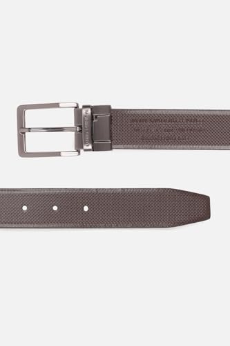 Image of Louis Philippe Men's 100% Italian Leather Brush Gun Metal Buckle Formal Reversible Belt