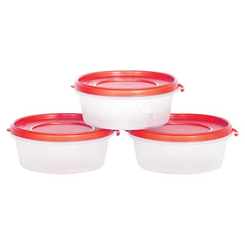 Image of Cutting EDGE Nesterware 500ml Stackable Food Container (Set of 3, Red) | BPA-free plastic, stackable design, leak-proof, kitchen storage, pantry, fridge, meal prep, reusable, travel use