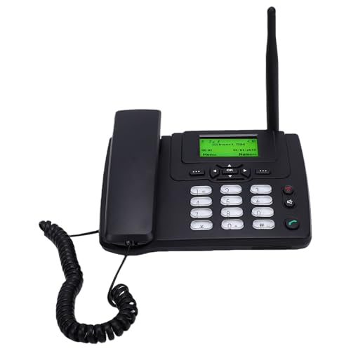 Luocute Teléfono de Escritorio Inalámbrico, Teléfono Fijo Inalámbrico 2G con Pantalla de 2,4 Pulgadas, Radio FM, Despertador, Identificador de Llamadas, Antena Externa, para Uso Doméstico (Enchufe