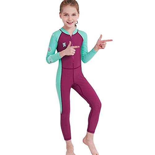 Kids Girls Wetsuit Long Sleeve One Piece UPF 50 UV Protection Thermal Swimsuit Rash Guard Full Suit for Diving Surfing4