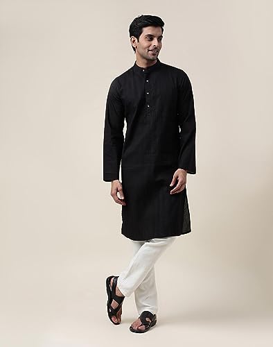 Image of Fabindia Men's Cotton Slim Fit Kurta with Pintucks