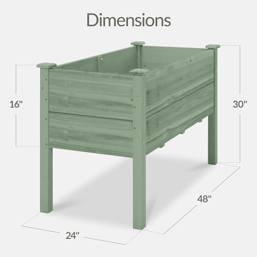 Image of Best Choice Products 48 inch x 24 inch x 30 inch Raised Garden Bed with Extra Deep 16 inch Depth, Elevated Wood Planter Box Stand for Backyard, Patio, Balcony, Natural Fir Wood - Sage