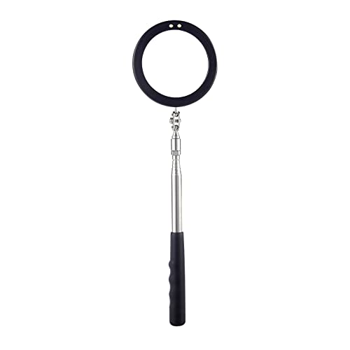 Rechabite Telescoping Inspection Mirror Led Light With Large 3.75 Inches Round Mirror, 39.4 Inches Extendable, Flexible 360 Swivel, For Inspection Viewing, Mechanic Checking, Observation #TOP22