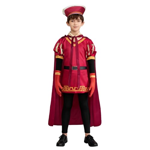 Uisozsfeb Men & Kids Classic Role Lord Costume Halloween Cosplay Red Cloak Top Costumes Robe Cape (MY2021149-Kid, S)