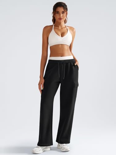 YEOREO Sweatpants Womens Cargo Pants Fleece Lined Wide Leg Joggers Baggy Drawstring Nairi Sweat Pants with Pockets4