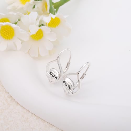 Cute Sloth Earrings for Women - 925 Sterling Silver Sloth Gifts Hypoallergenic Animal Earrings Dainty Zoo Jewelry Unique Lightweight Huggie Earring for Birthday4