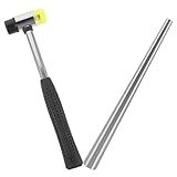 DECHOUS Mandril para Joyería Sólido de Hierro Martillo de Goma, Herramienta Ajustable de 2 Piezas para Moldear y Reparar Anillos, Kit Ligero Adecuado para Mantenimiento y Ajuste de