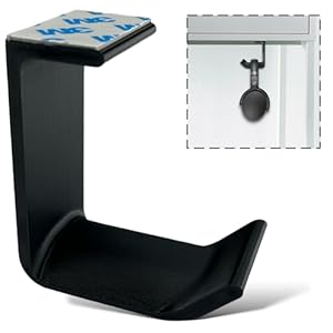 SRS Headphone Stand Holder Under Desk Headphone Hook Hanger & Cable Organizer for All Professional | Corporate | Gaming Headsets PC Accessories Stick-ON Adhesive (Pack of 1, Black)