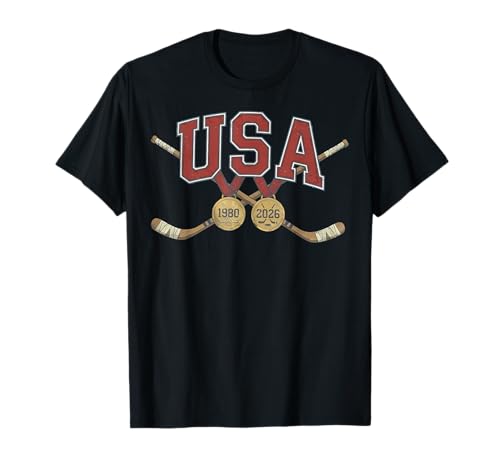 Patriotic American Flag Ice Hockey Gift Hockey Player Fan T-Shirt