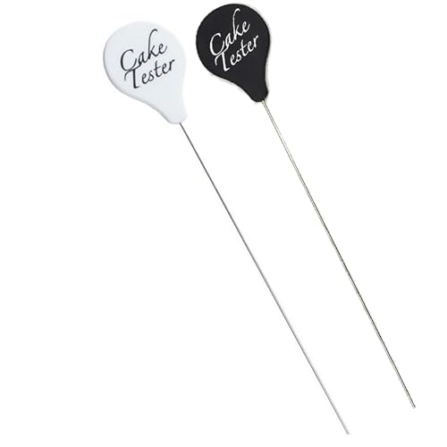Dinghaole Tester per torte 2 pezzi, puntine di prova in metallo in acciaio inox, strumenti per la cottura di torte e biscotti (nero + bianco)