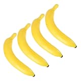 LALAFINA 人工バナナモデル 鮮やかなフルーツ写真撮影用小道具 ホームデコレーションおよび幼児教育向け人工果物オーナメント 4個セット