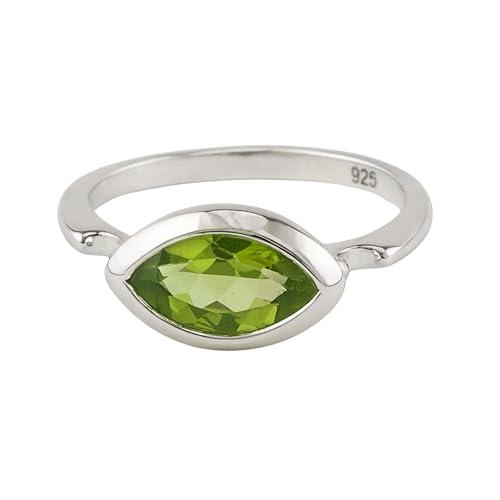 Bague en argent sterling péridot marquise pour femme