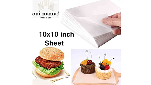 Image of Parchment Paper for Food Wrapping, Sandwich, Pizza, Burger Baking, Cooking Frying -100 Sheets by Just Go Eco (White)