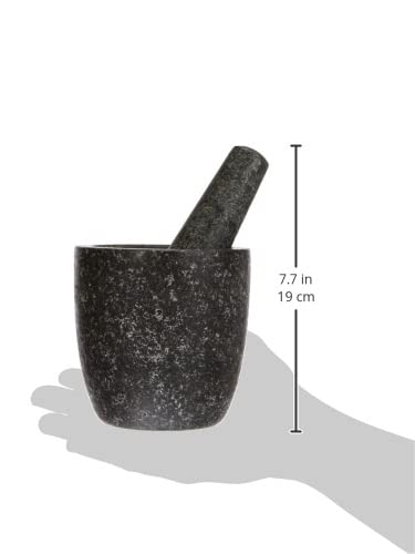 JADE TEMPLE Marmor Mörser 10cm - Steingut Mörser Mit Stößel Grau