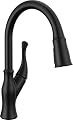 Delta Ophelia Matte Black Kitchen Faucet with Pull Down Sprayer, Modern Single Hole Kitchen Sink Faucet, Single Handle, Matte Black 19888Z-BL-DST