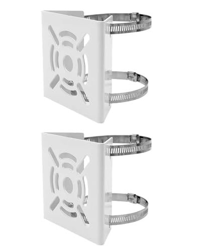 Bectro Pole Mount Camera clamp Bracket with 2 Nos. 100 MM SS Loops, for CCTV Security Camera Indoor Outdoor Universal Compatible, White (Pack of 2 Set), 2 Clamps 4 Rings