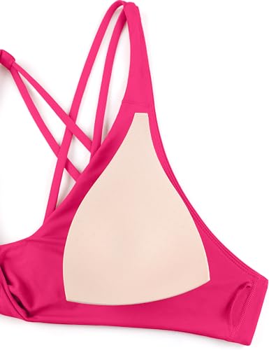 Image of CRZ YOGA Twist Front Bikini Tops | Removable Pads, A-C Cup, V Neck, Criss Cross Back, Swim, Bathing Suit Bra for Women