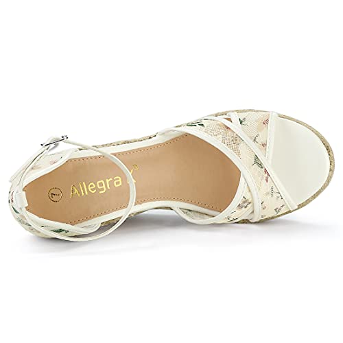 Allegra K Allegra K Women's Ankle Strap Espadrille Wedge Heel Wedge Green Sandals 5.5 M US
