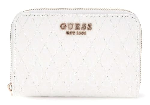 Portefeuille blanc GUESS Betula SLG compact et élégant en simili cuir tressé
