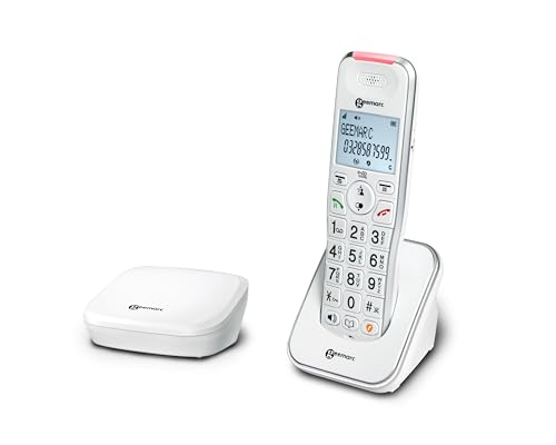 Geemarc Liberty 200 Solo - Téléphone sans Fil avec Base Ultra Compacte - Installez Votre Combiné où Vous Voulez
