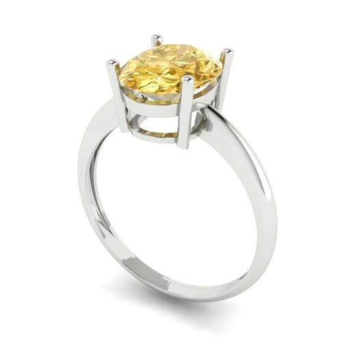 Clara Pucci 2.5 ct Oval Cut Created Yellow Diamond 14k Gold Solitaire Wedding Engagement Bridal Promise Ring2