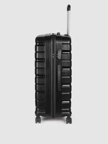 Image of Teakwood Unisex Trolley Bag for Travel, Hard Cabin Trolley Suitcase Bag, Numver Lock System 360 Degree 8 Rotating Wheels | Set of 3 (55, 65, 76 CM, Black)