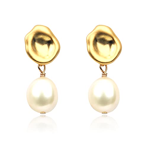 Elexis Gold Dangle White Pearl Earrings For Women Hypoallergenic Comfy Boho Bridesmaid Drop Large Cultured Freshwater Pearl Stud Earrings For Little Girls Small Hoop Nickel-Free Preppy Jewelry Pack #TOP21