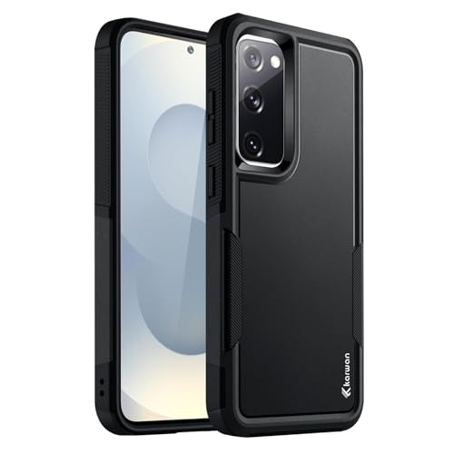 Image of KARWAN Shockproof Back Case Cover Compatible with Samsung Galaxy S20 FE, Heavy Duty Case with 360 Degree Camera Protection, Dual Layer Rugged Bumper Protection Cover with Matte Finish (Black)