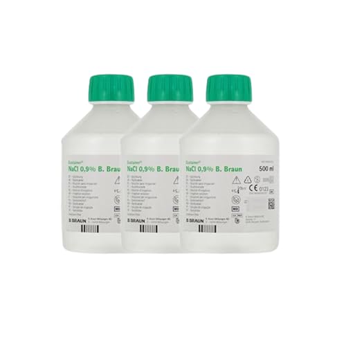 B-BRAUN | Sérum Physiologique | Fluidifie et Humidifie les Muqueuses Nasales | Élimines les Sécrétons | Permet le Rinçage & Le Traitement des Plaies | Hydratation des Bandages | Lot de 3x500ML