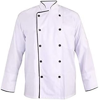 Professional Chef Coat, Double-Breasted White Kitchen Uniform, Long Sleeve