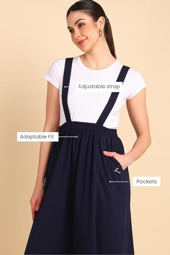 Image of ZELENA Maternity Jersey Skirt for Women with Pockets | 100% Soft Cotton Pregnancy & Postpartum Skirt | Stretchable Maternity Skirt with Detachable Strap for Mothers